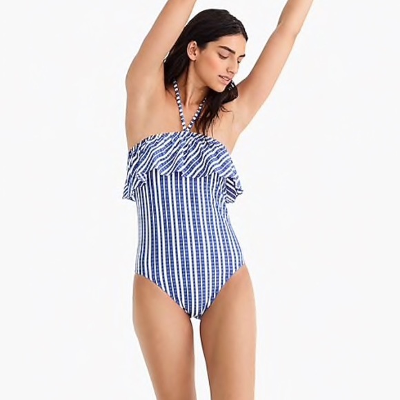 🥳Host Pick!🥳 Last One! J. Crew Ruffled Bandeau One-Piece Swimsuit - Picture 2 of 7